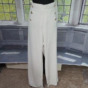 SHEIN Chic Cream Wide Leg Pants